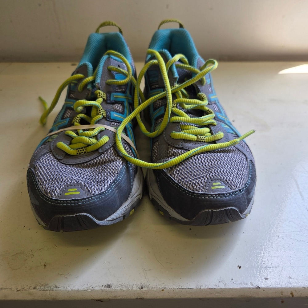 ASICS Gel-Venture 5 Trail Running Shoes Grey Blue Lime Green T5N8N Size 9.5 - Picture 2 of 7